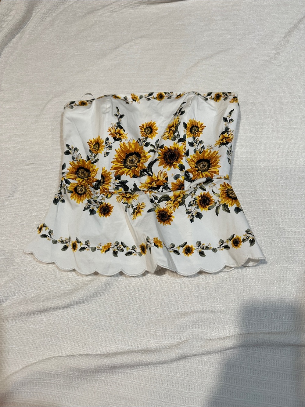 White House Black Market White Sunflower Strapless Peplum Top - Picture 2 of 2